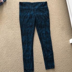 Blue and black leggings